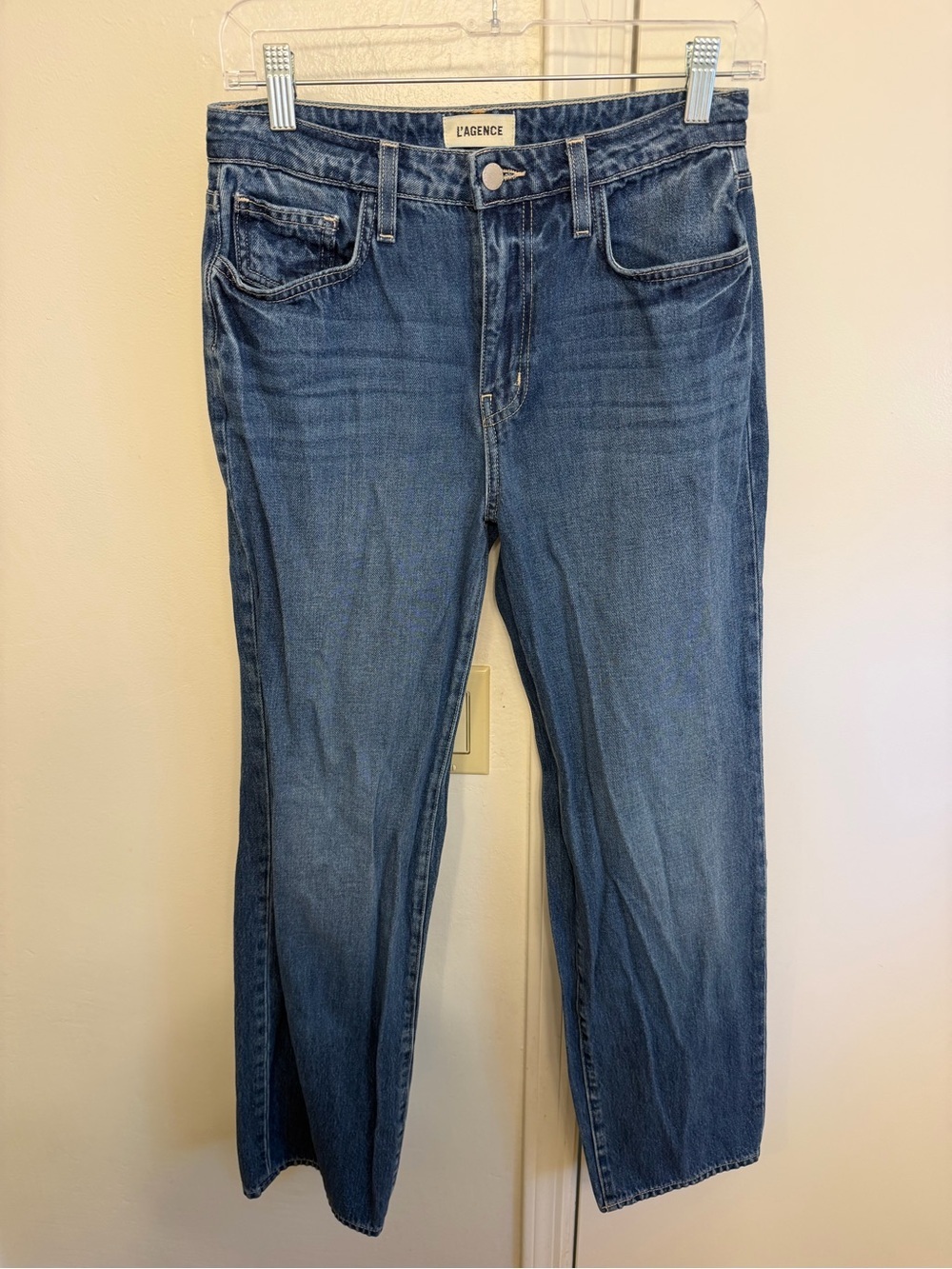 L'AGENCE Straight Leg Jeans in Medium Blue Wash Denim Size 26